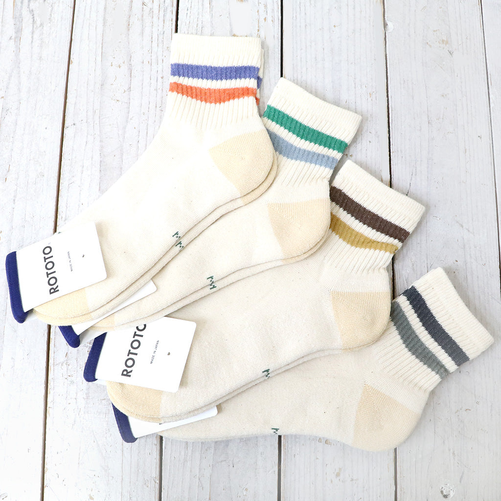 ROTOTO : RETRO ATHLETIC ANKLE SOCKS