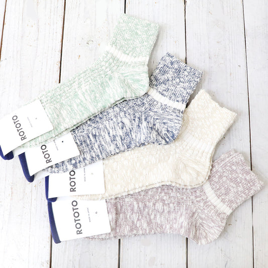 ROTOTO : OG COTTON SLUB STRIPE ANKLE SOCKS