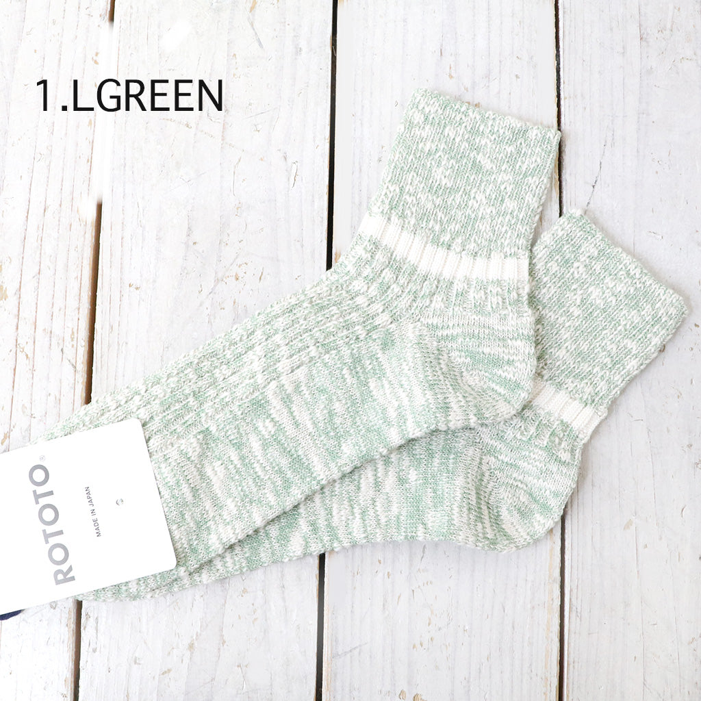 ROTOTO : OG COTTON SLUB STRIPE ANKLE SOCKS
