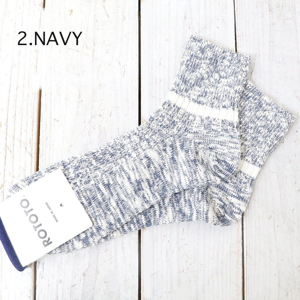 ROTOTO : OG COTTON SLUB STRIPE ANKLE SOCKS