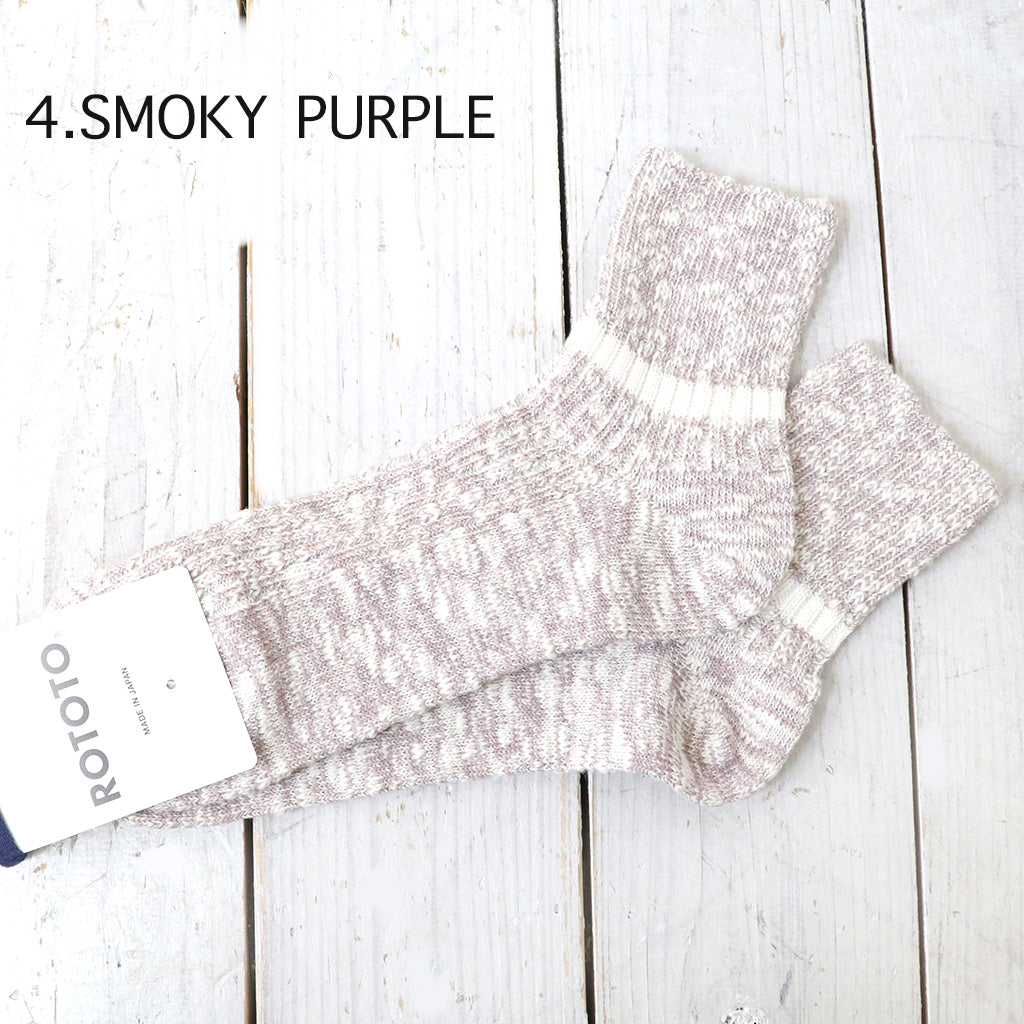 ROTOTO : OG COTTON SLUB STRIPE ANKLE SOCKS