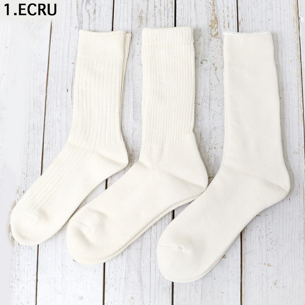 ROTOTO : ORGANIC DAILY 3 PACK CREW SOCKS (R1123)