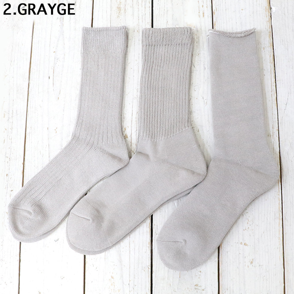 ROTOTO : ORGANIC DAILY 3 PACK CREW SOCKS (R1123)