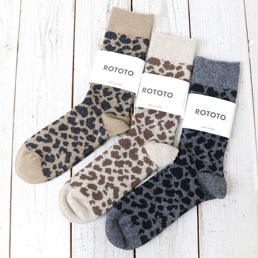 ROTOTO : LEOPARD PATTERN MERINO SOCKS
