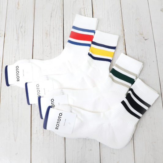 ROTOTO : WASHI CUSHION STRIPE CREW SOCKS