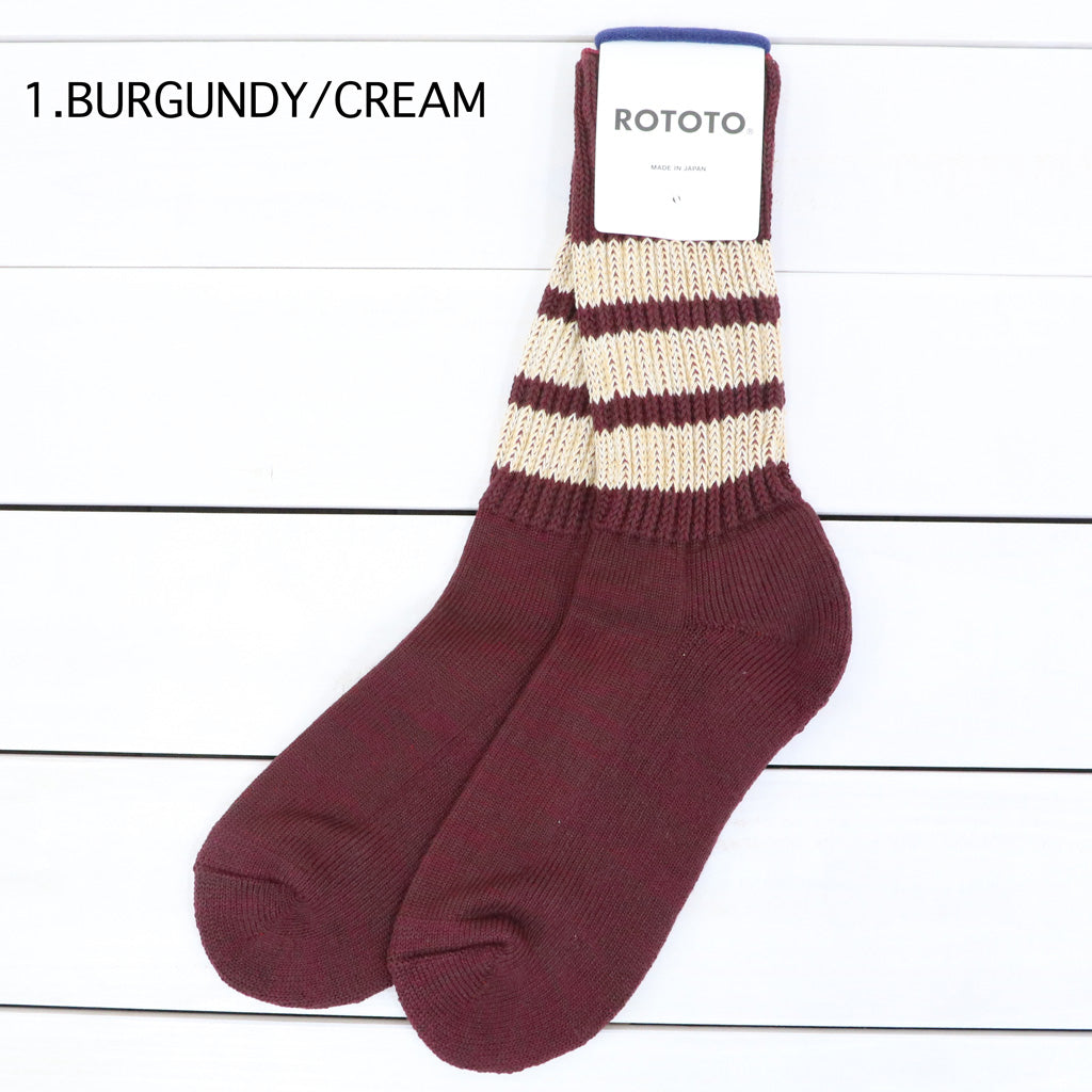 ROTOTO : COARSE RIBBED CREW SOCKS “COLLEGE COLORS” (R1255-CC)