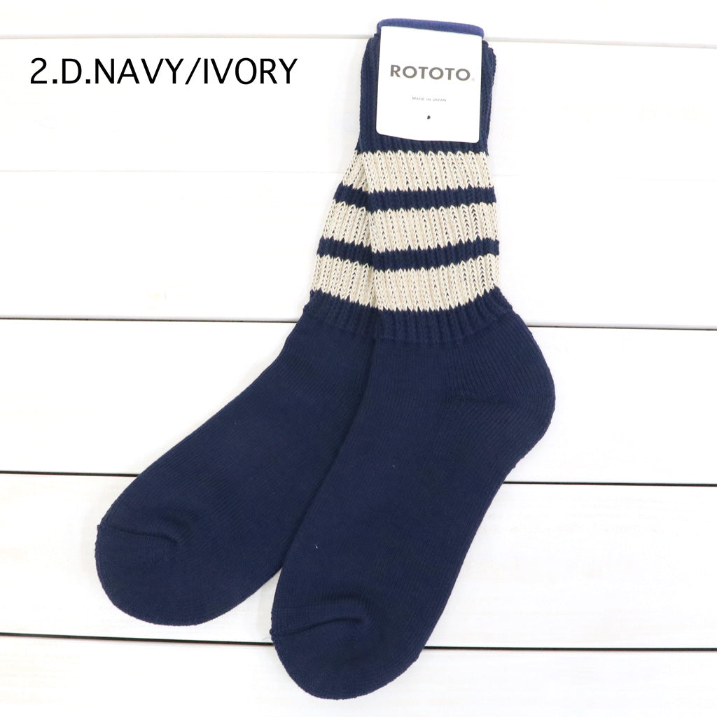 ROTOTO : COARSE RIBBED CREW SOCKS “COLLEGE COLORS” (R1255-CC)