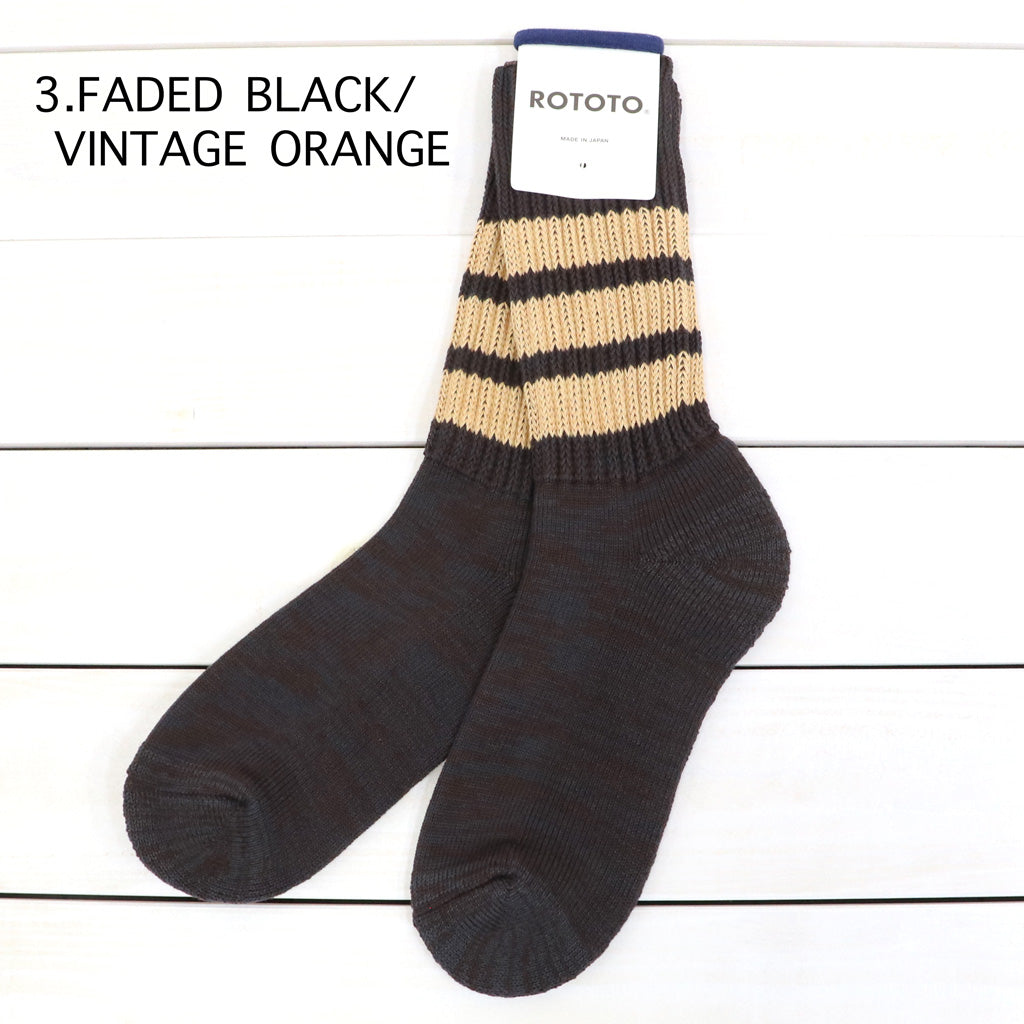 ROTOTO : COARSE RIBBED CREW SOCKS “COLLEGE COLORS” (R1255-CC)