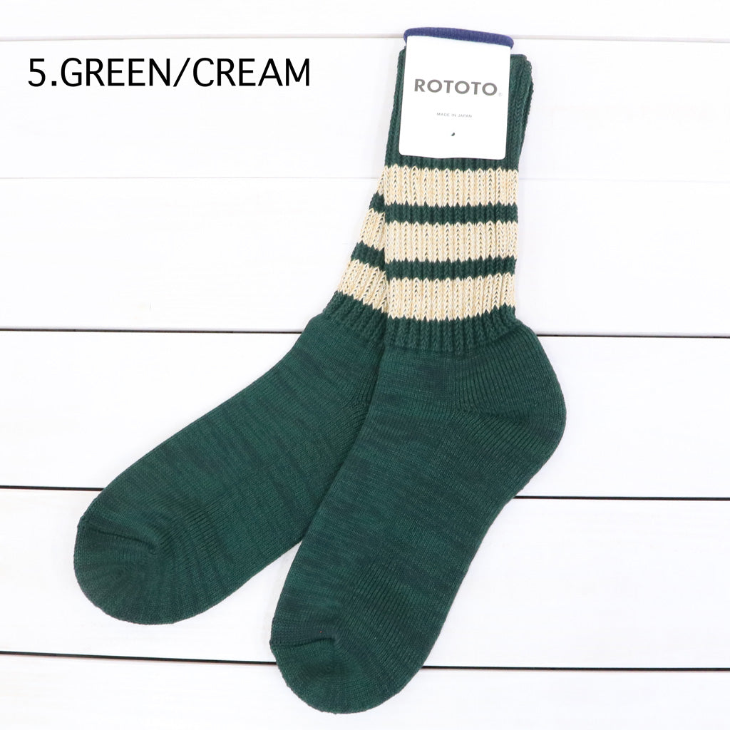 ROTOTO : COARSE RIBBED CREW SOCKS “COLLEGE COLORS” (R1255-CC)
