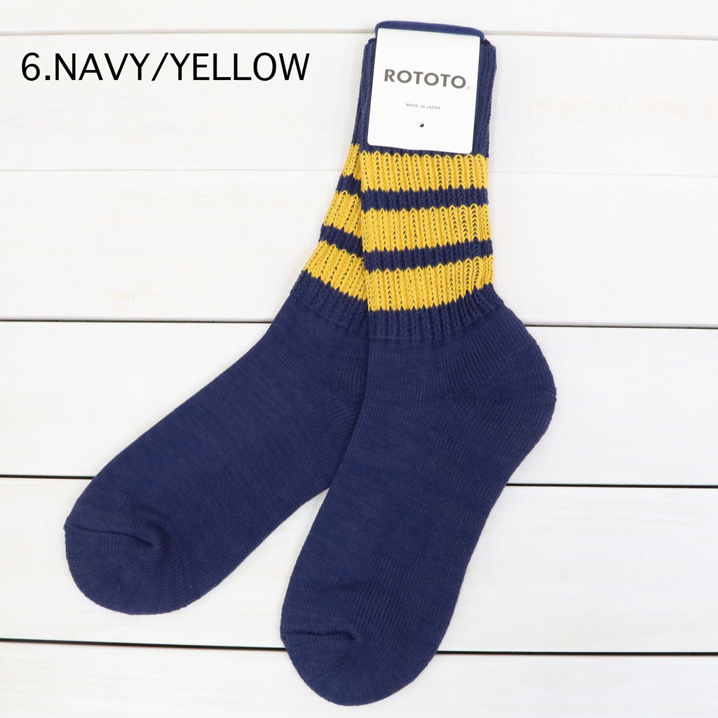 ROTOTO : COARSE RIBBED CREW SOCKS “COLLEGE COLORS” (R1255-CC)