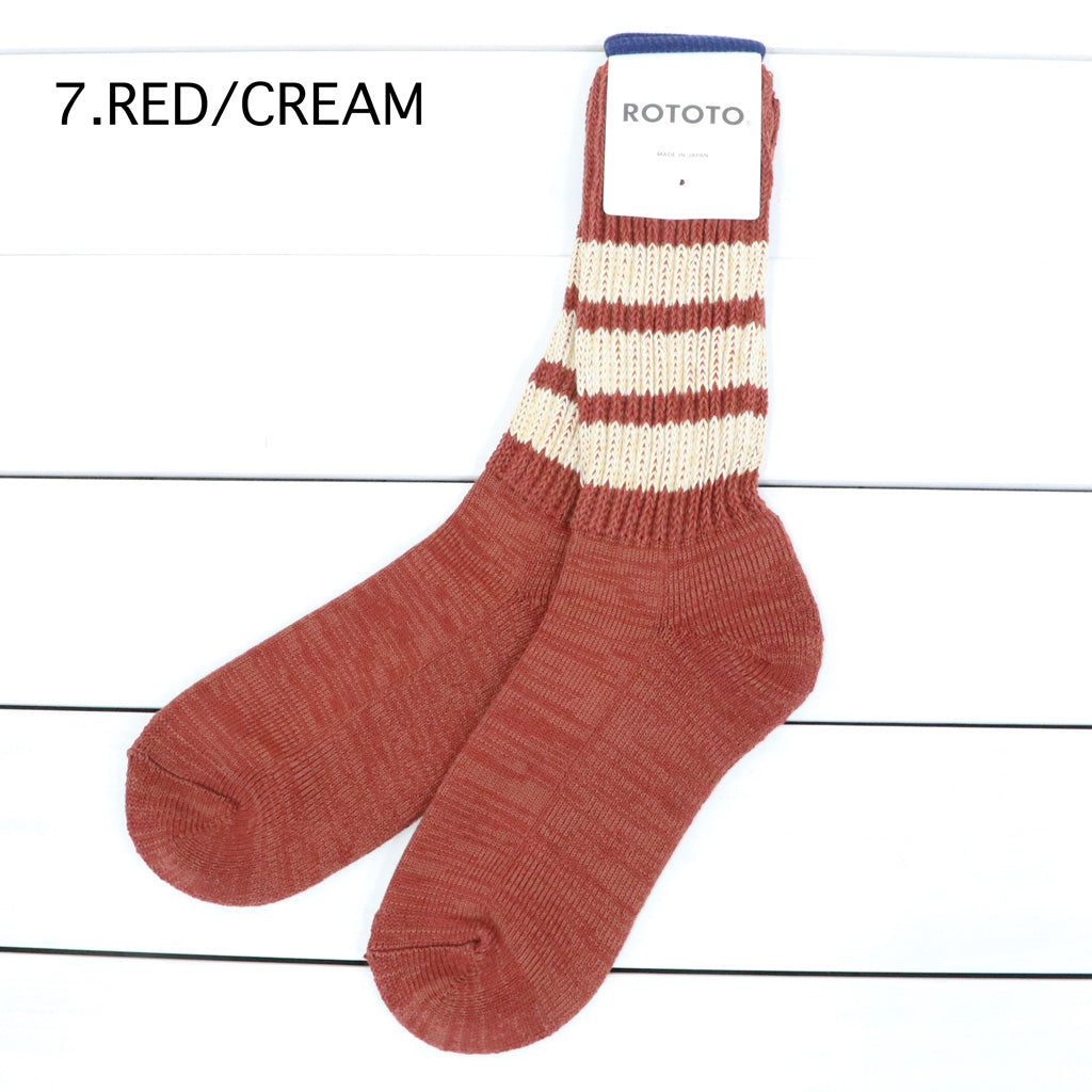 ROTOTO : COARSE RIBBED CREW SOCKS “COLLEGE COLORS” (R1255-CC)