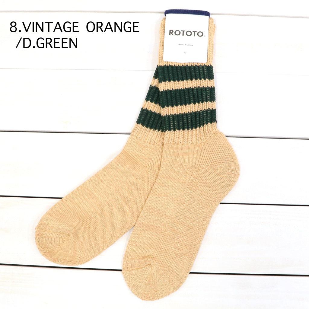 ROTOTO : COARSE RIBBED CREW SOCKS “COLLEGE COLORS” (R1255-CC)