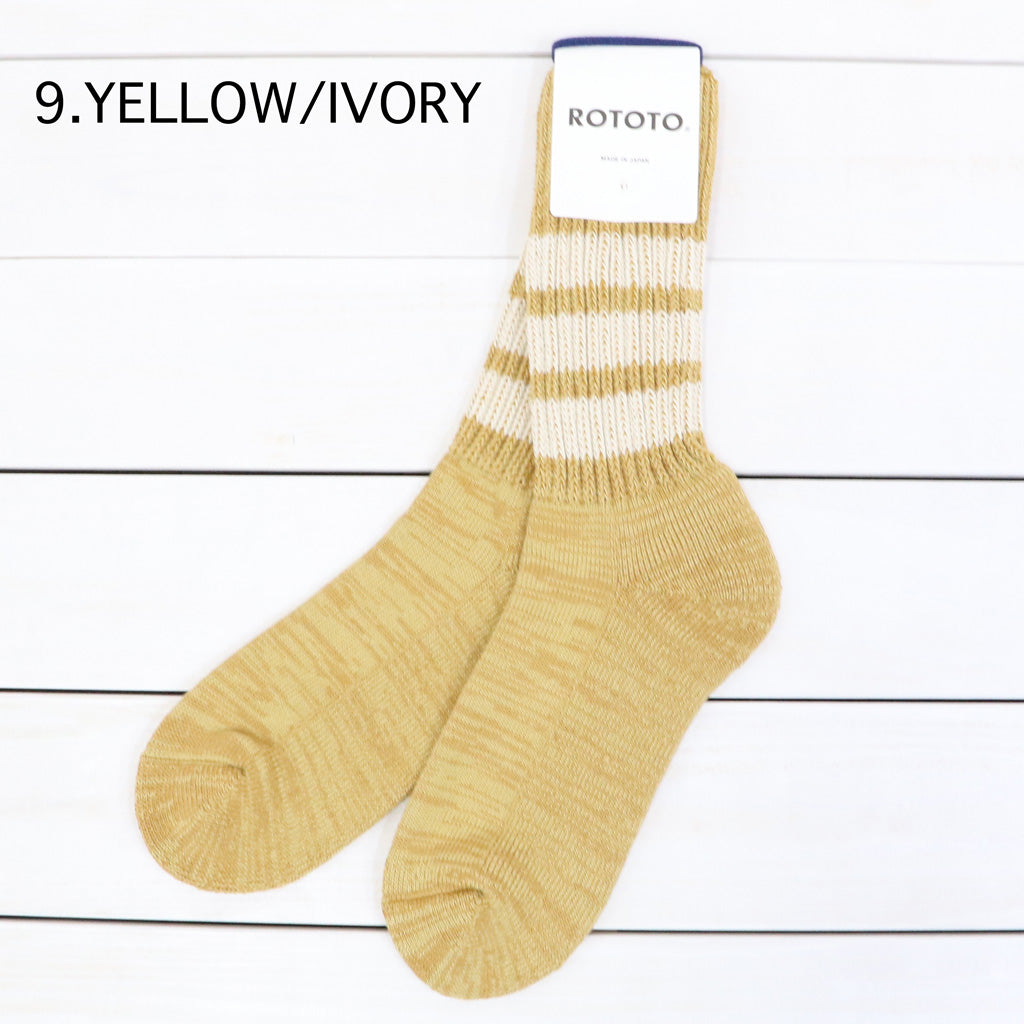 ROTOTO : COARSE RIBBED CREW SOCKS “COLLEGE COLORS” (R1255-CC)