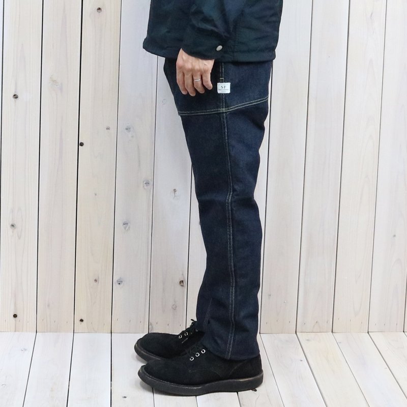 SASSAFRAS : FALL LEAF SPRAYER PANTS(13.5oz DENIM) (INDIGO