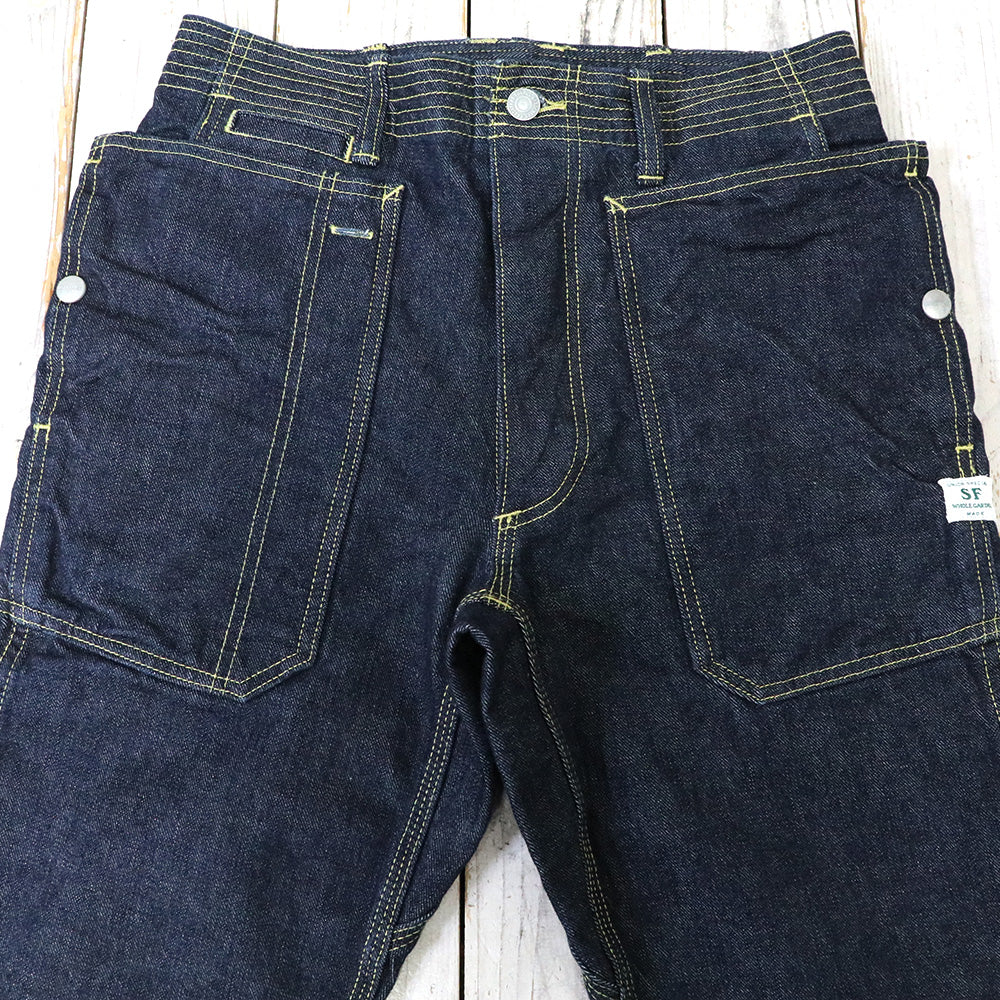 SASSAFRAS : FALL LEAF SPRAYER PANTS(13.5oz DENIM) (INDIGO)
