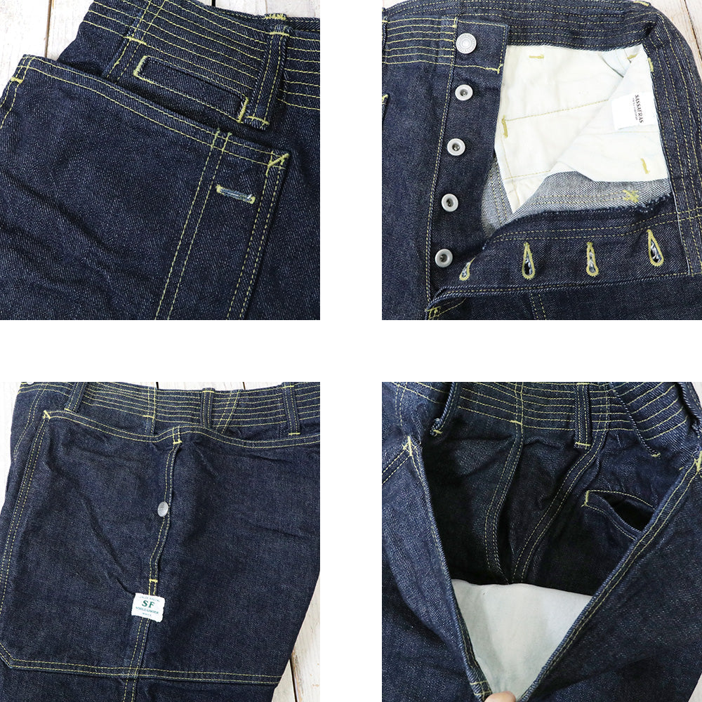SASSAFRAS : FALL LEAF SPRAYER PANTS(13.5oz DENIM) (INDIGO)