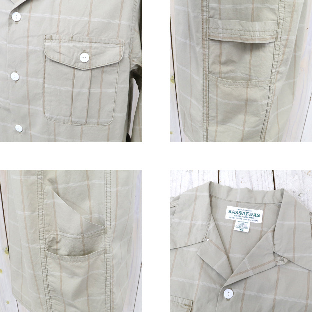 SASSAFRAS『GARDENER OPEN HALF(HOMBRE CHECK)』(BEIGE)