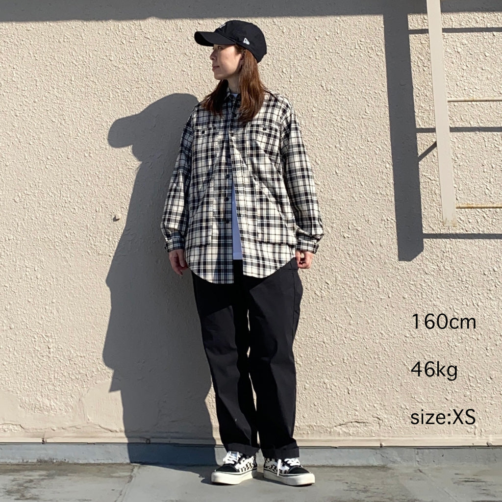 SASSAFRAS『FEEL SUN HALF(BROAD CHECK)』(WHITE/BLACK)