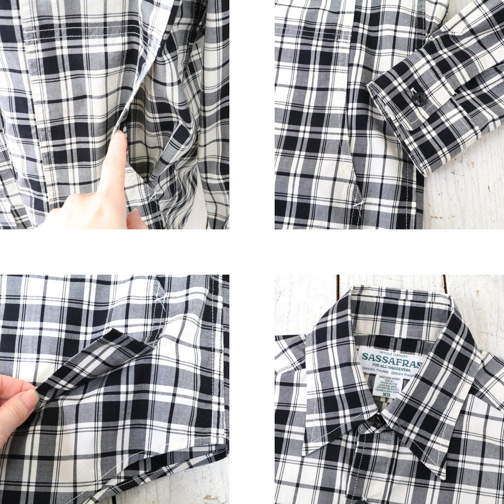 SASSAFRAS『FEEL SUN HALF(BROAD CHECK)』(WHITE/BLACK)