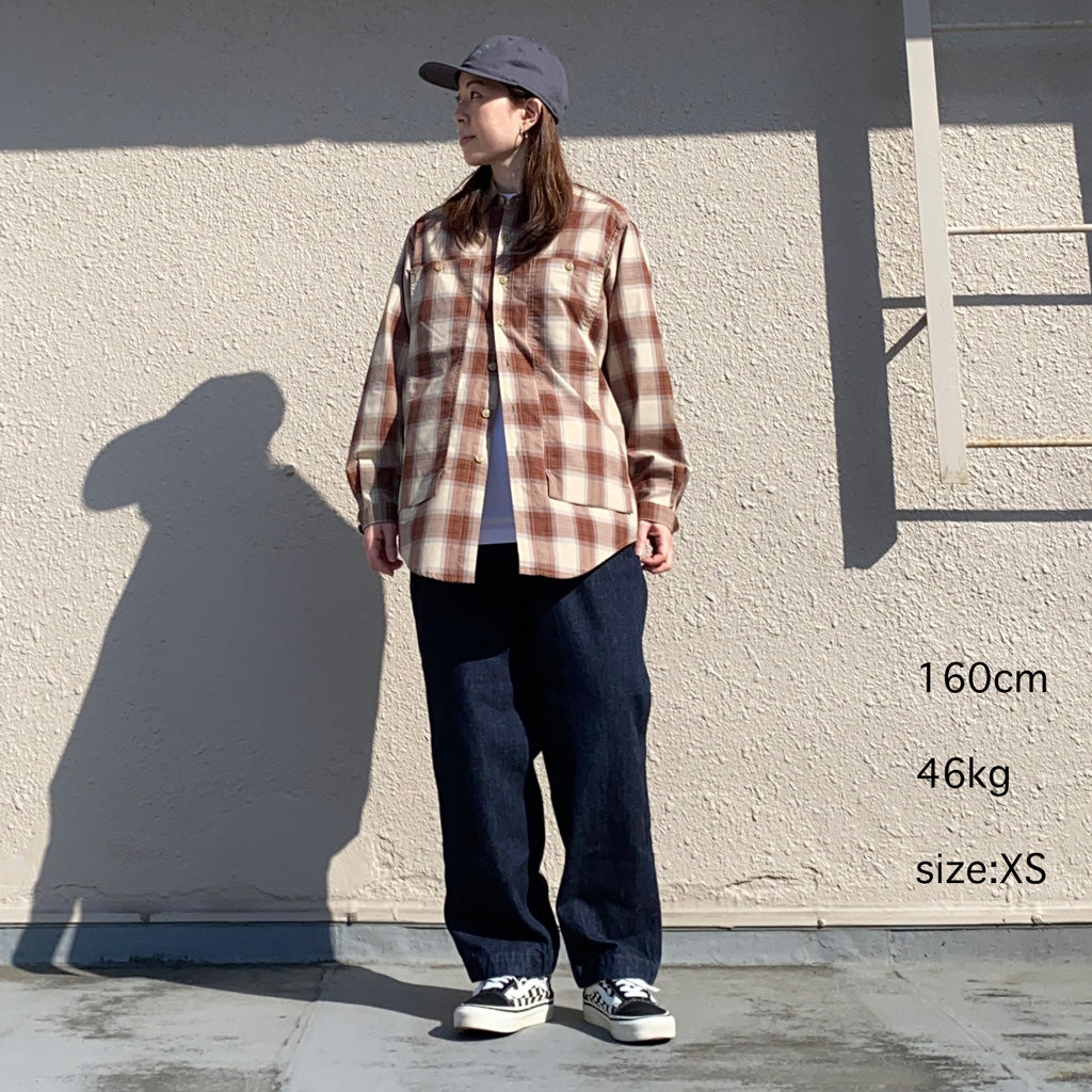 SASSAFRAS『FEEL SUN HALF(BROAD CHECK)』(BEIGE)