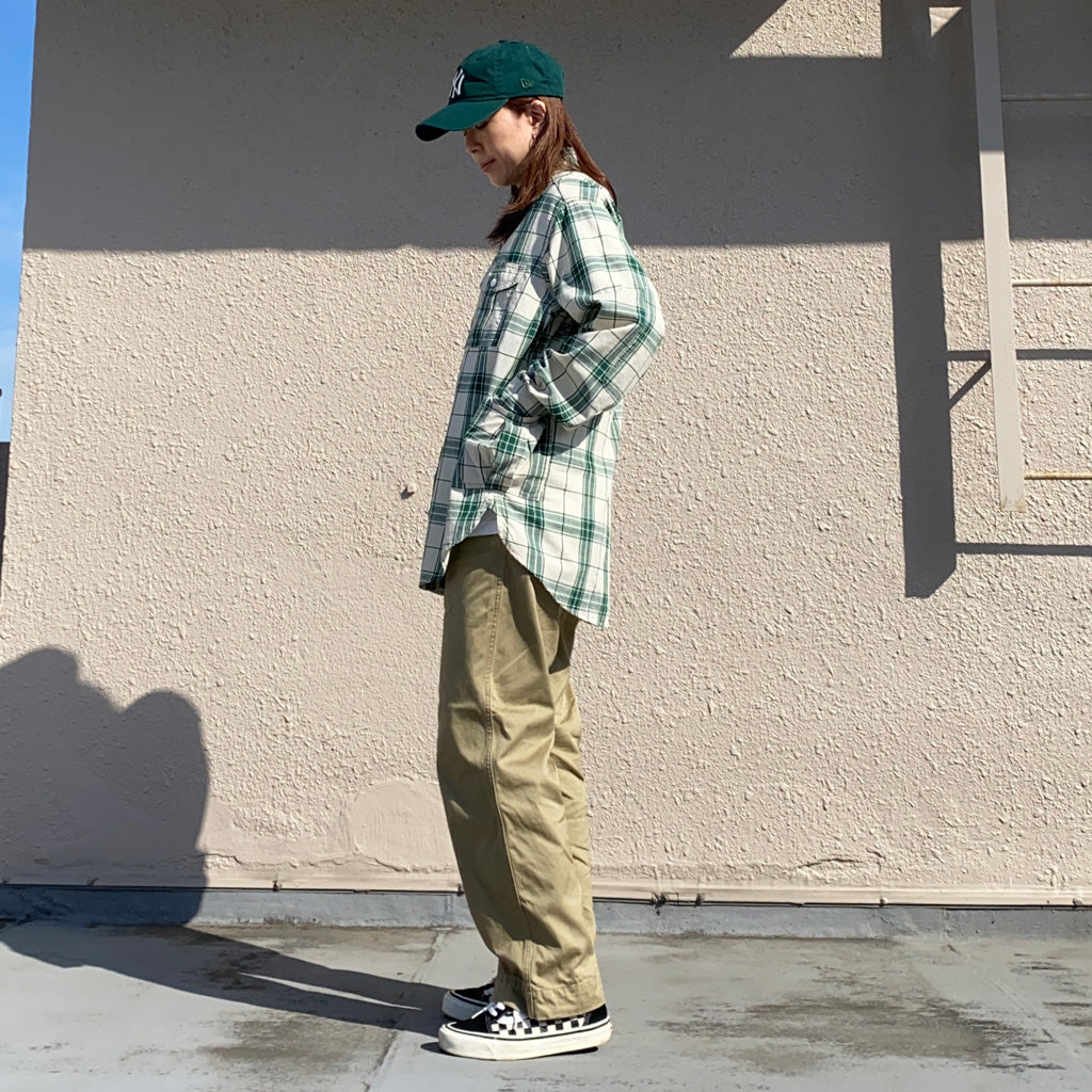 SASSAFRAS『BOTANICAL SCOUT SHIRT(DOBBY TARTAN CHECK)』(WHITE)