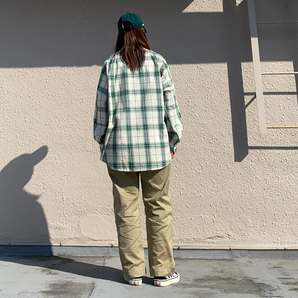 SASSAFRAS『BOTANICAL SCOUT SHIRT(DOBBY TARTAN CHECK)』(WHITE)
