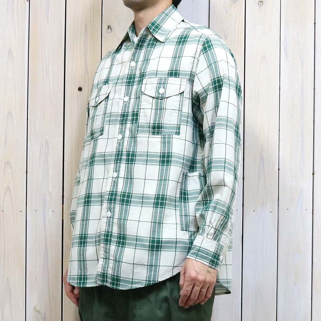 SASSAFRAS『BOTANICAL SCOUT SHIRT(DOBBY TARTAN CHECK)』(WHITE)