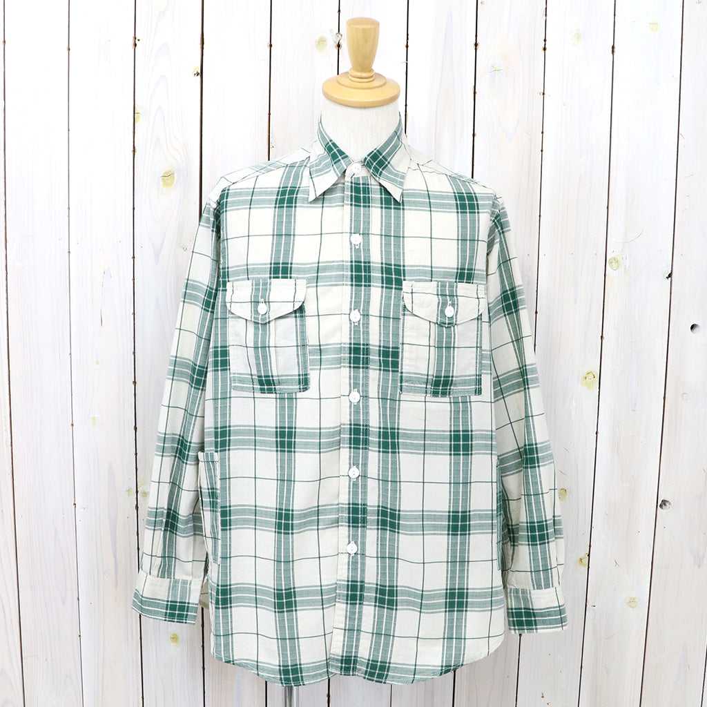 SASSAFRAS『BOTANICAL SCOUT SHIRT(DOBBY TARTAN CHECK)』(WHITE)