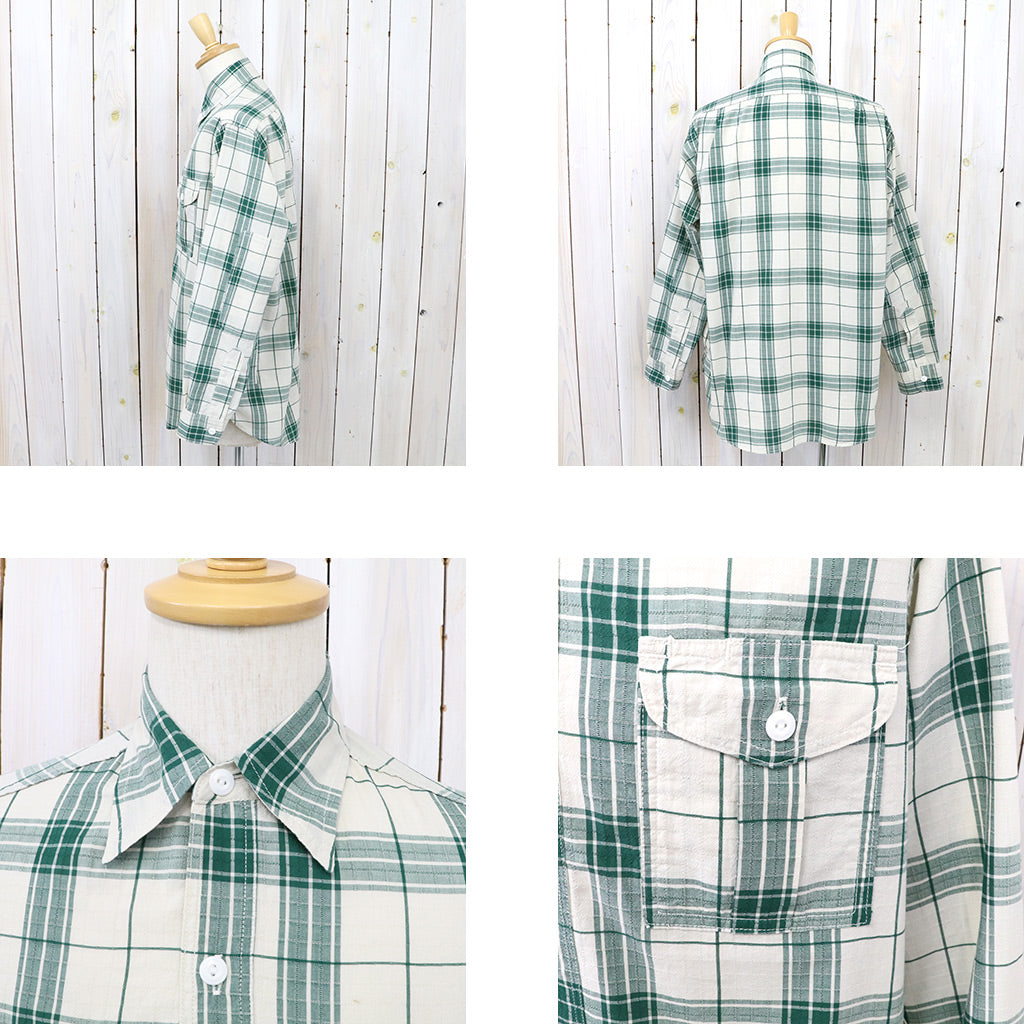 SASSAFRAS『BOTANICAL SCOUT SHIRT(DOBBY TARTAN CHECK)』(WHITE)