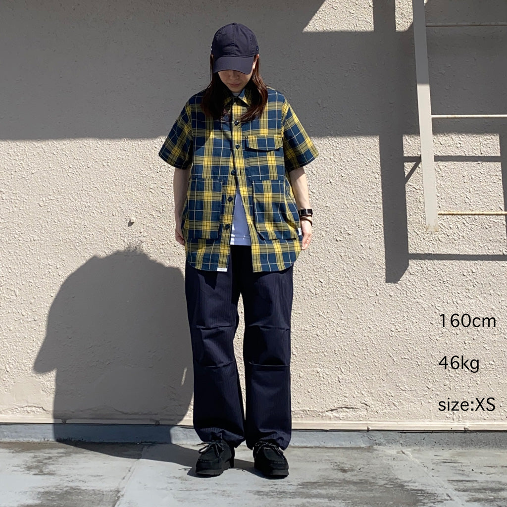 SASSAFRAS『DIGS CREW HALF 1/2(DOBBY TARTAN CHECK)』(NAVY)