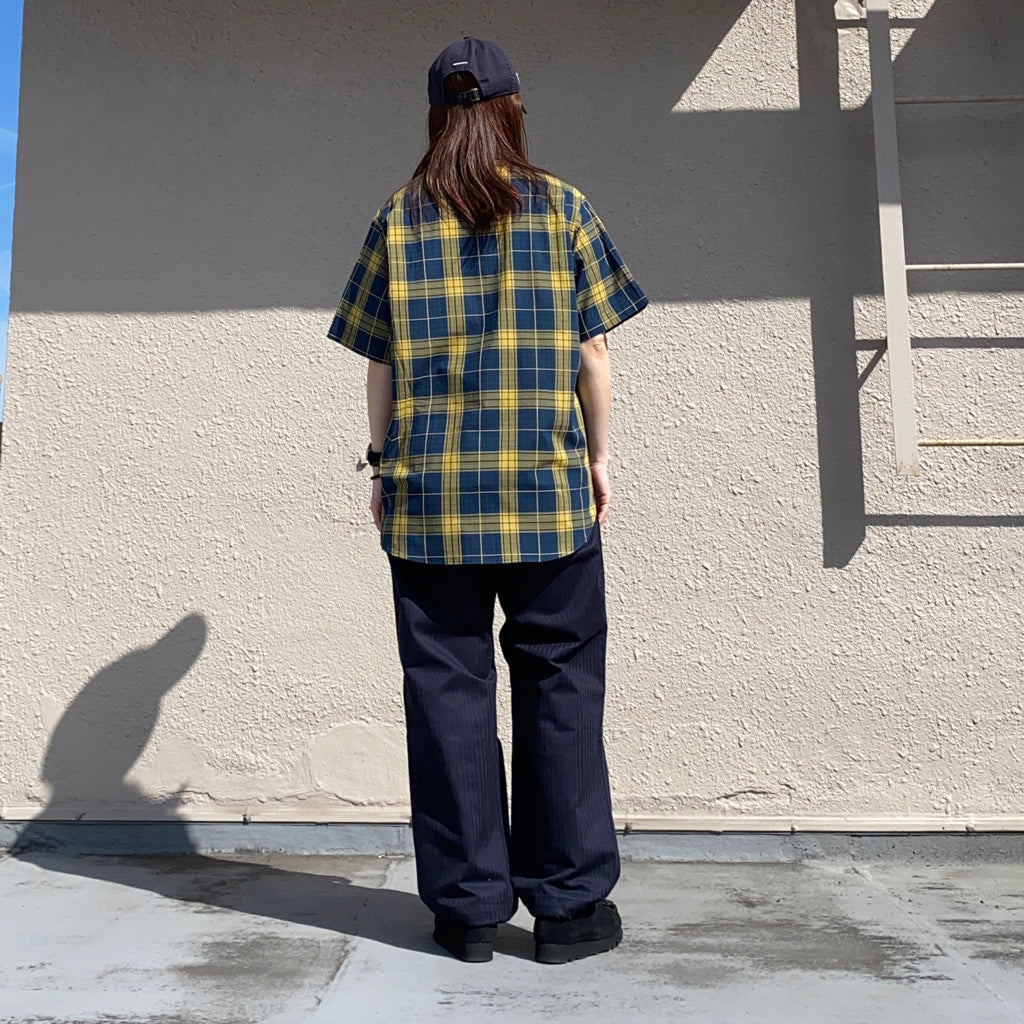 SASSAFRAS『DIGS CREW HALF 1/2(DOBBY TARTAN CHECK)』(NAVY)