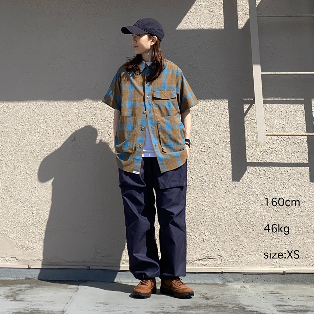 SASSAFRAS『DIGS CREW HALF 1/2(DOBBY TARTAN CHECK)』(BROWN)
