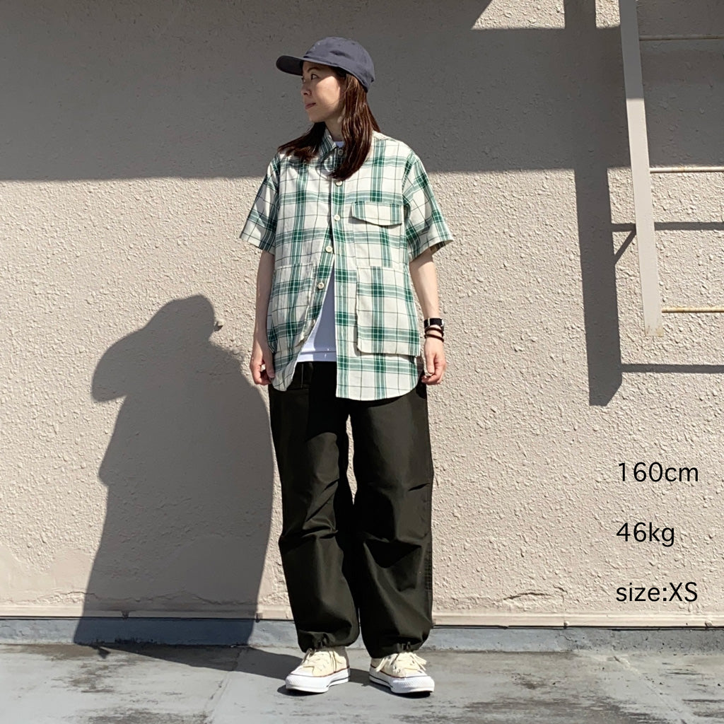 SASSAFRAS『DIGS CREW HALF 1/2(DOBBY TARTAN CHECK)』(WHITE)