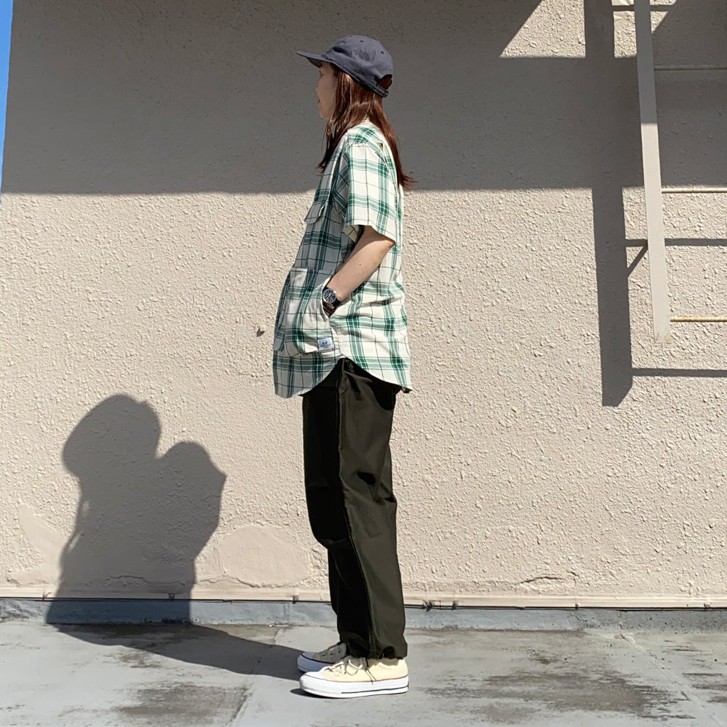 SASSAFRAS『DIGS CREW HALF 1/2(DOBBY TARTAN CHECK)』(WHITE)
