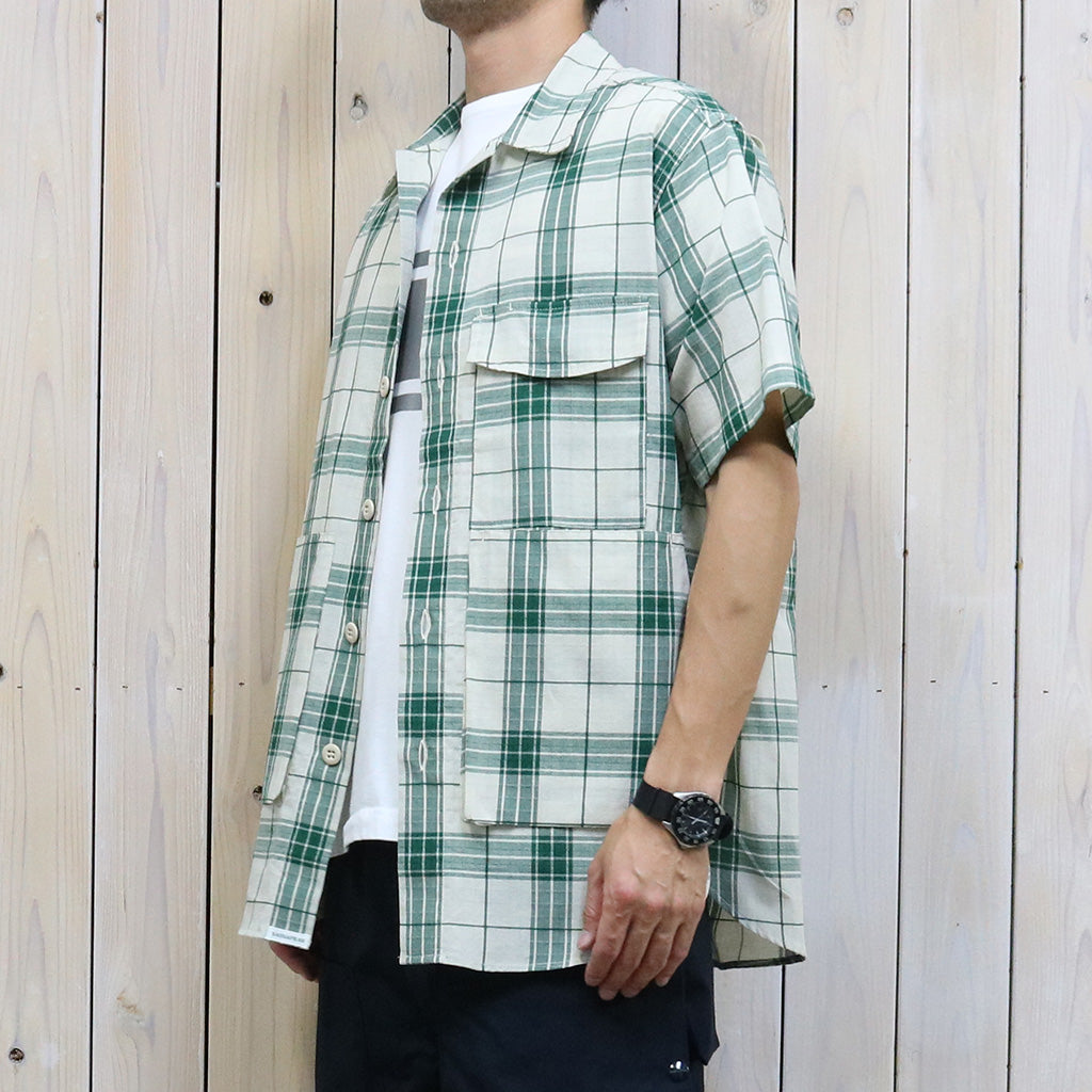 SASSAFRAS『DIGS CREW HALF 1/2(DOBBY TARTAN CHECK)』(WHITE)