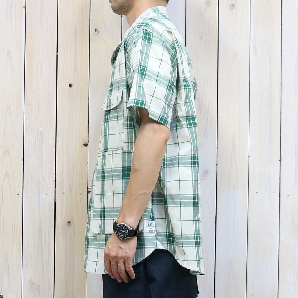 SASSAFRAS『DIGS CREW HALF 1/2(DOBBY TARTAN CHECK)』(WHITE)