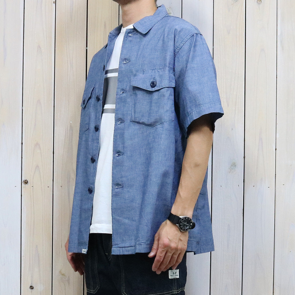 SASSAFRAS『GARDENERS HALF 1/2(5oz CHAMBRAY)』(BLUE)