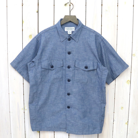 SASSAFRAS『GARDENERS HALF 1/2(5oz CHAMBRAY)』(BLUE)