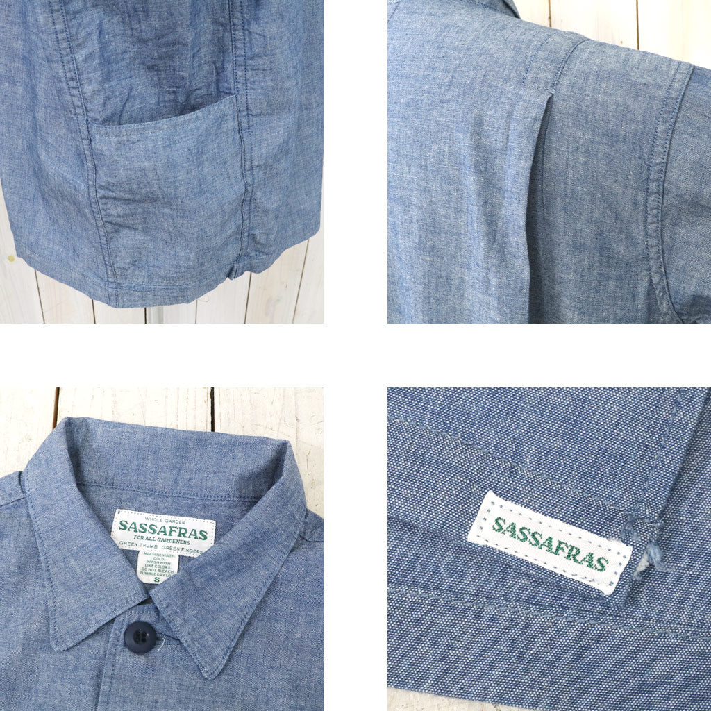 SASSAFRAS『GARDENERS HALF 1/2(5oz CHAMBRAY)』(BLUE)