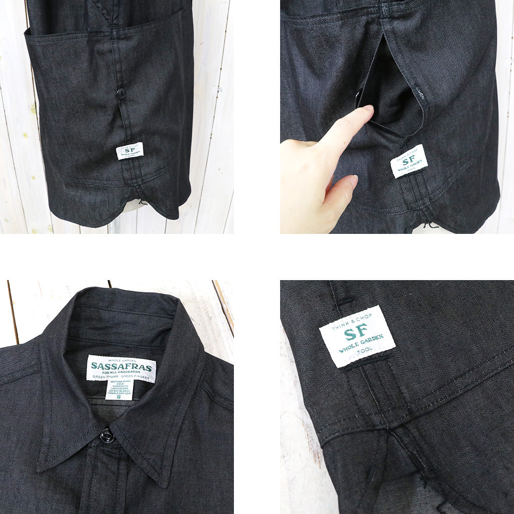 SASSAFRAS『DIGGIN SHIRT 1/2(5.5oz Denim)』(BLACK)