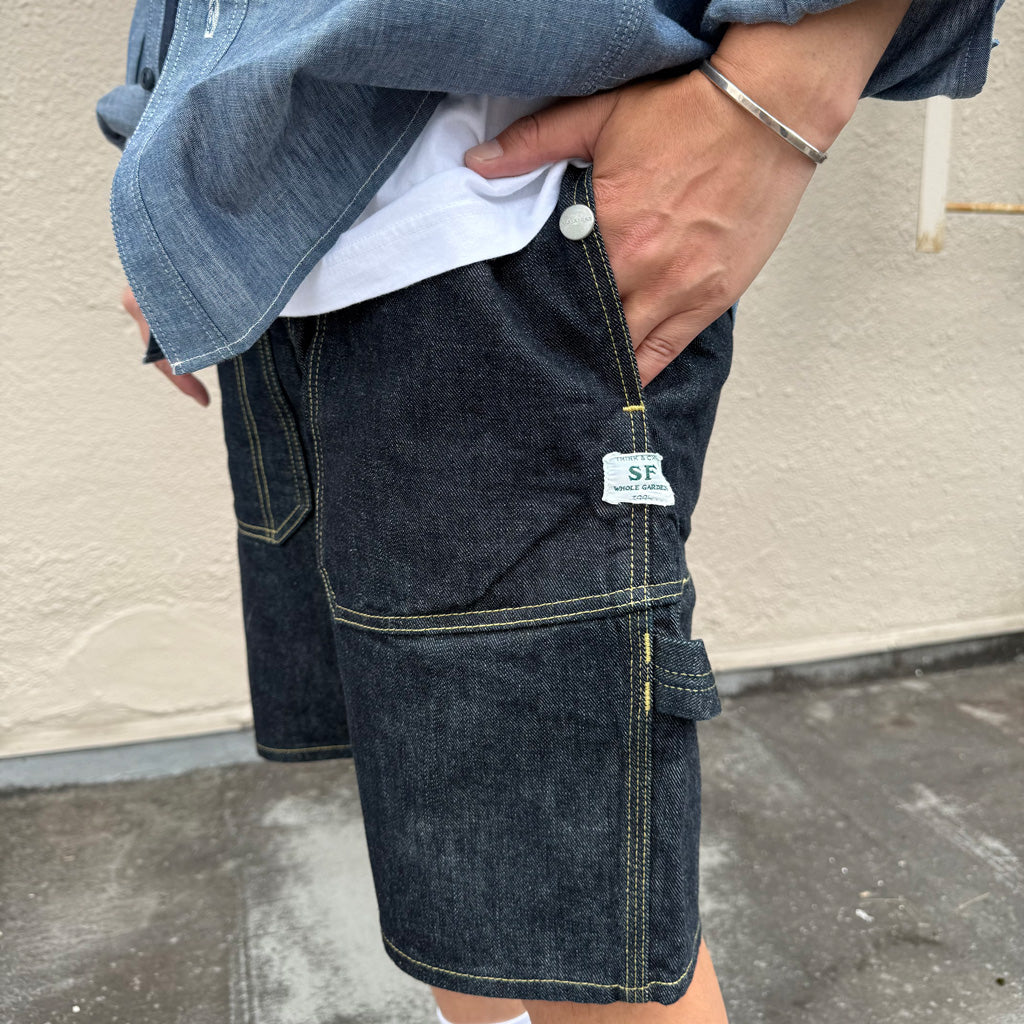 SASSAFRAS : FALL LEAF GARDENER PANTS 1/2(13.5oz DENIM) (INDIGO)