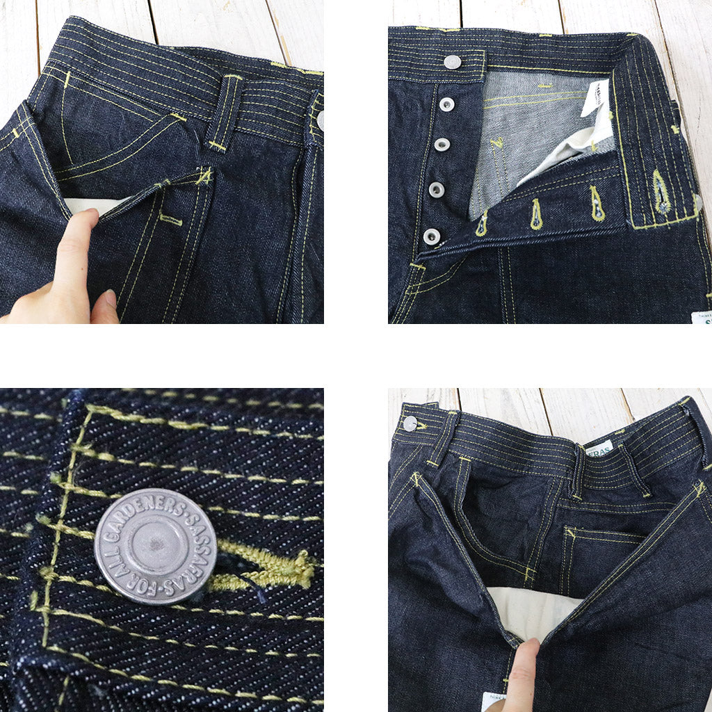 SASSAFRAS : FALL LEAF PANTS 1/2(13.5oz DENIM) (INDIGO)