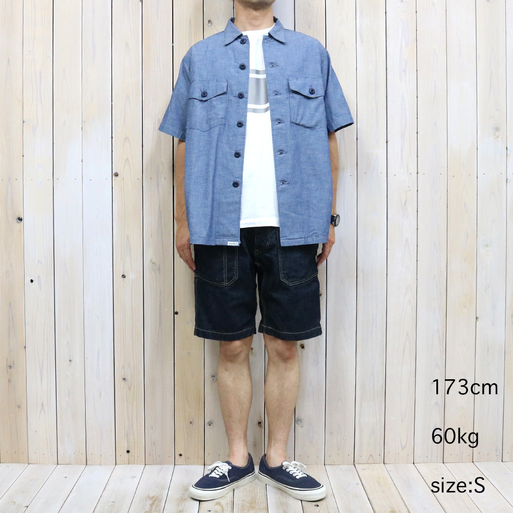 SASSAFRAS『FALL LEAF SPRAYER PANTS 1/2(13.5oz DENIM)』(INDIGO)