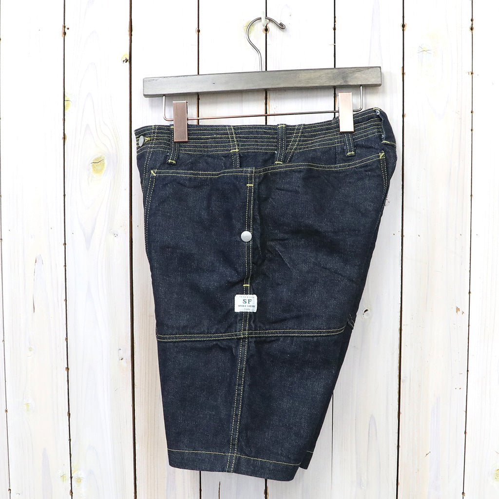 SASSAFRAS『FALL LEAF SPRAYER PANTS 1/2(13.5oz DENIM)』(INDIGO)