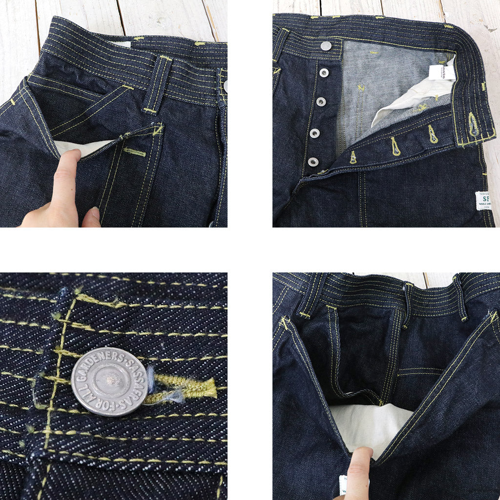 SASSAFRAS : FALL LEAF GARDENER PANTS 1/2(13.5oz DENIM) (INDIGO)