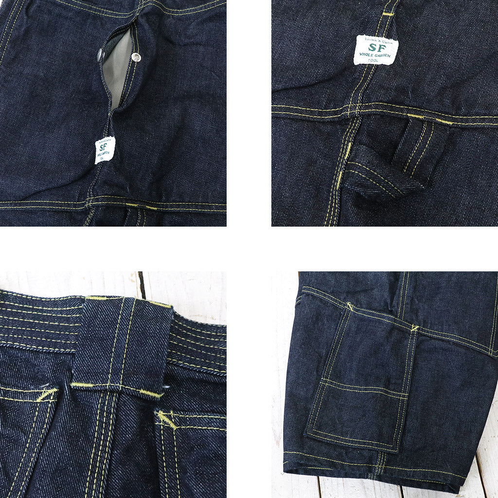 SASSAFRAS : FALL LEAF GARDENER PANTS 1/2(13.5oz DENIM) (INDIGO)