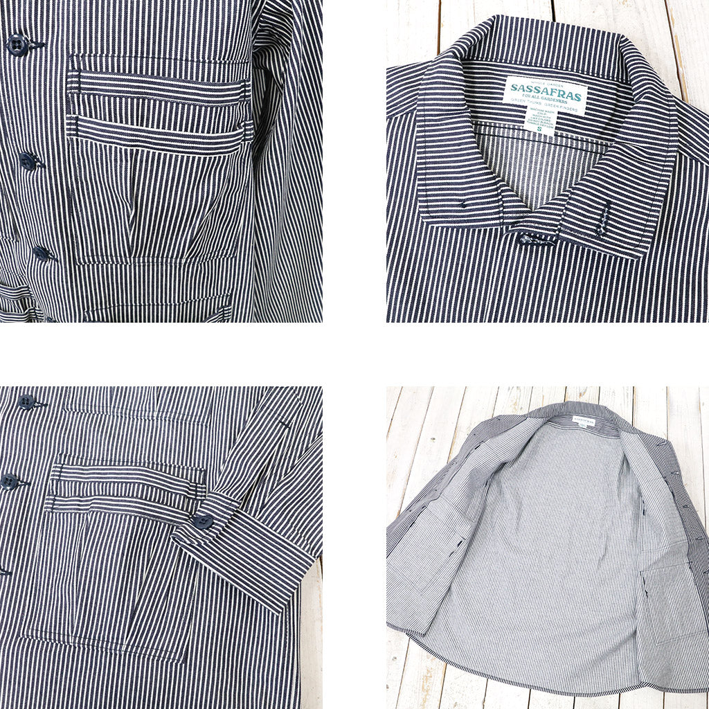 SASSAFRAS『OVERGROWN FATIGUE HALF(5oz INDIGO HICKORY)』(WHITE/INDIGO)