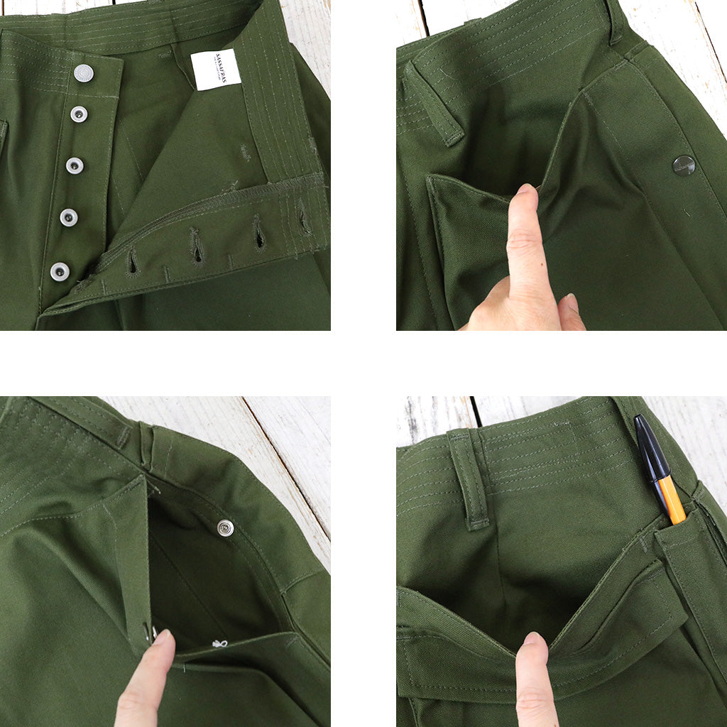 SASSAFRAS『DIGS CREW PANTS 4/5(CANVAS)』(OLIVE)