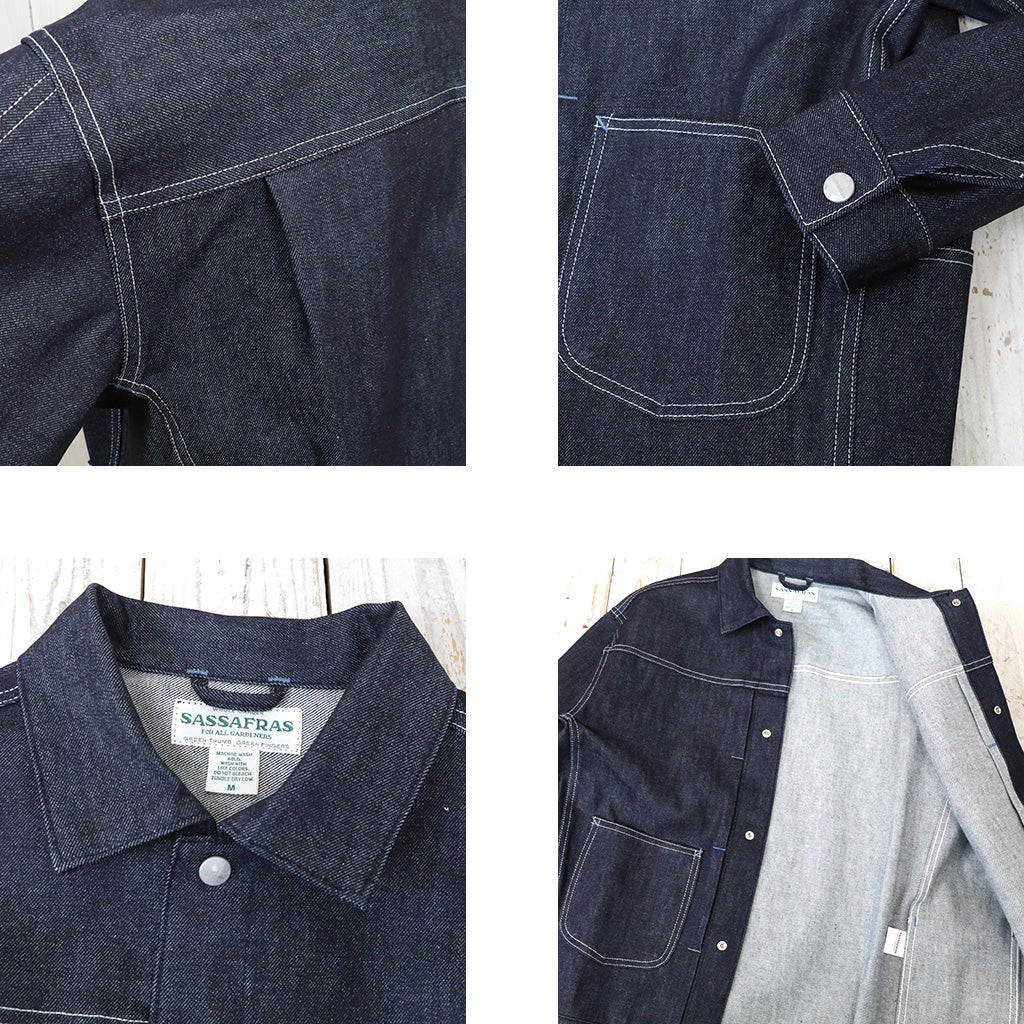 SASSAFRAS『GARDENERS JACKET(13oz SLAB DENIM)-WHITE STICHT』