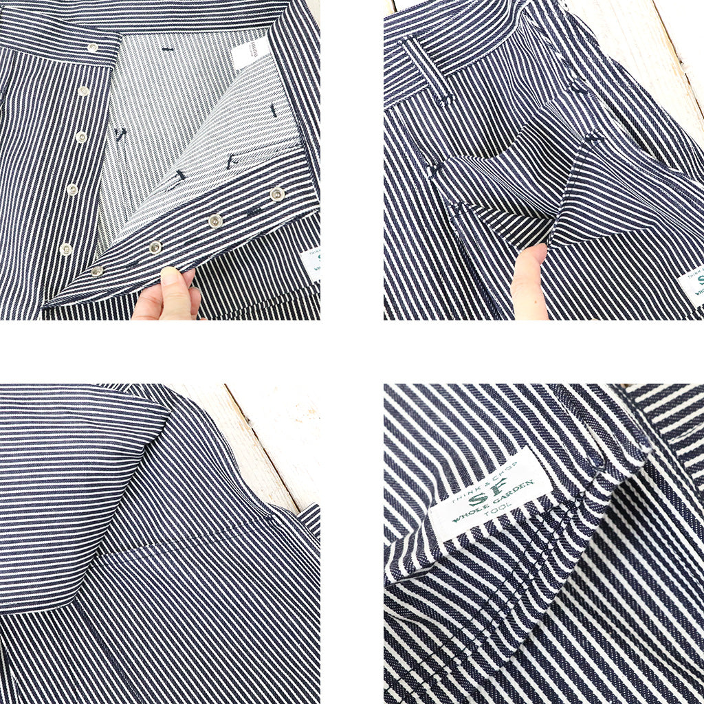 SASSAFRAS『LANDSCAPER PANTS(12.7oz INDIGO HICKORY)』(WHITE/INDIGO)